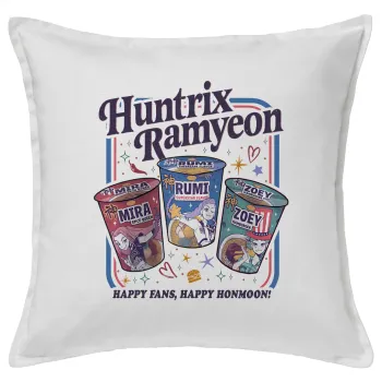Ramyeon Huntrix, Μαξιλάρι καναπέ ΛΕΥΚΟ 100% βαμβάκι, περιέχεται το γέμισμα (50x50cm)