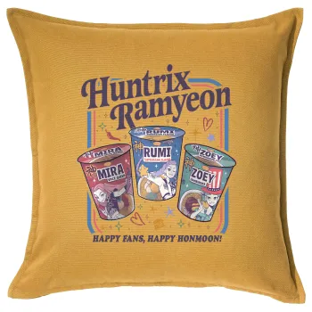 Ramyeon Huntrix, Μαξιλάρι καναπέ Κίτρινο 100% βαμβάκι, περιέχεται το γέμισμα (50x50cm)