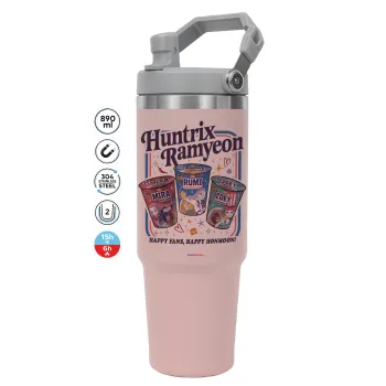 Ramyeon Huntrix, ΡΟΖ χρώματος Θερμός Ανοξείδωτο 890ml (30oz) με χερούλι