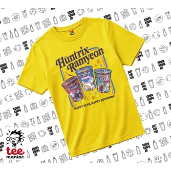 Ramyeon Huntrix, yellow childrens T-Shirt made of 100% cotton, for every day. Vegan & OEKO-TEX certified.
