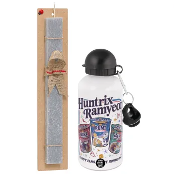 Ramyeon Huntrix, Πασχαλινή Λαμπάδα με παγούρι μεταλλικό  αλουμινίου (500ml) & κερί αρωματικό πλακέ (30cm) (ΓΚΡΙ)