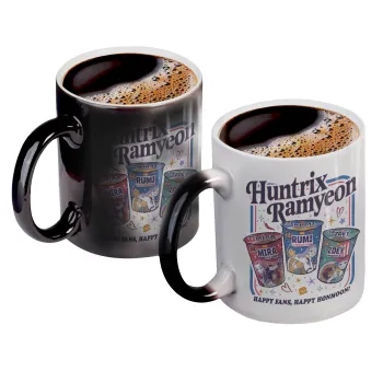 Ramyeon Huntrix, Color changing magic Mug, ceramic, 330ml when adding hot liquid inside, the black colour desappears (1 pcs)