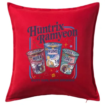 Ramyeon Huntrix, Μαξιλάρι καναπέ Κόκκινο 100% βαμβάκι, περιέχεται το γέμισμα (50x50cm)