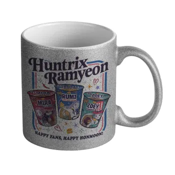Ramyeon Huntrix, Κούπα Ασημένια Glitter που γυαλίζει, κεραμική, 330ml