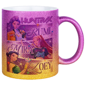 Huntrix Rumi Mira Zoey, Κούπα Χρυσή/Ροζ Glitter, κεραμική, 330ml