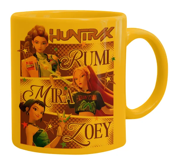 Huntrix Rumi Mira Zoey — Κούπα, κεραμική κίτρινη, 330ml