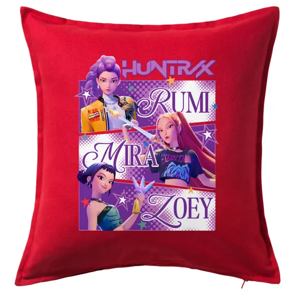 Huntrix Rumi Mira Zoey — Μαξιλάρι καναπέ Κόκκινο 100% βαμβάκι, περιέχεται το γέμισμα (50x50cm)