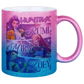 Huntrix Rumi Mira Zoey, Κούπα Χρυσή/Μπλε Glitter, κεραμική, 330ml