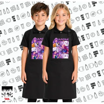 Huntrix Rumi Mira Zoey, Μαύρη ΠΑΙΔΙΚΗ Ποδιά μακριά Σεφ ολόσωμη με τσέπες