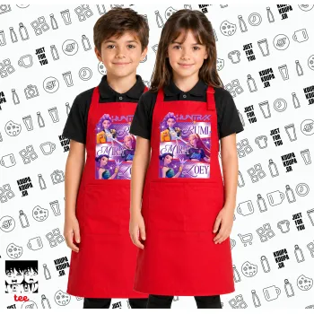 Huntrix Rumi Mira Zoey, Κόκκινη ΠΑΙΔΙΚΗ Ποδιά μακριά Σεφ ολόσωμη με τσέπες