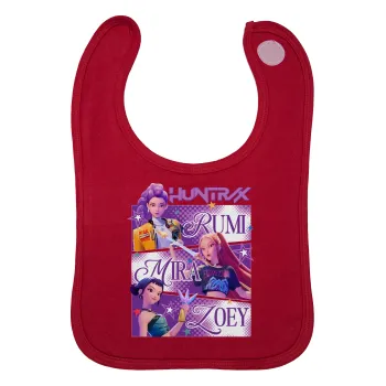 Huntrix Rumi Mira Zoey, Σαλιάρα με Σκρατς Κόκκινη 100% Organic Cotton (0-18 months)