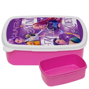Huntrix Rumi Mira Zoey, ΡΟΖ παιδικό δοχείο φαγητού (lunchbox) πλαστικό (BPA-FREE) Lunch Βox M18 x Π13 x Υ6cm