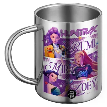 Huntrix Rumi Mira Zoey, Ανοξείδωτη Μεταλλική Κούπα 450ml - Διπλού Τοιχώματος