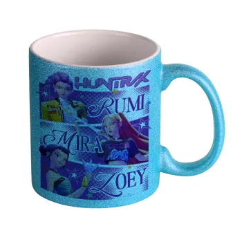 Huntrix Rumi Mira Zoey, Κούπα Σιέλ Glitter που γυαλίζει, κεραμική, 330ml
