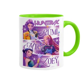 Huntrix Rumi Mira Zoey, Mug colored light green, ceramic, 330ml