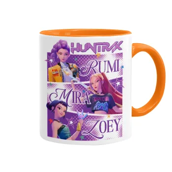 Huntrix Rumi Mira Zoey, Κούπα χρωματιστή πορτοκαλί, κεραμική, 330ml