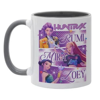 Huntrix Rumi Mira Zoey, Κούπα χρωματιστή γκρι, κεραμική, 330ml