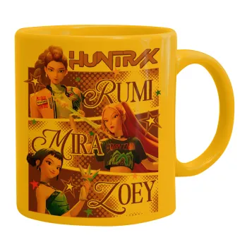 Huntrix Rumi Mira Zoey, Κούπα, κεραμική κίτρινη, 330ml