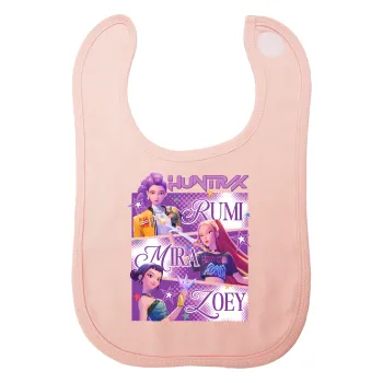 Huntrix Rumi Mira Zoey, Σαλιάρα με Σκρατς ΡΟΖ 100% Organic Cotton (0-18 months)