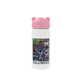 Stitch Halloween, Pink stainless steel thermal flask, 320ml