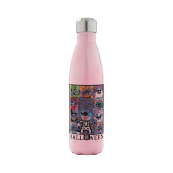 Stitch Halloween, Metal mug thermos Pink Iridiscent (Stainless steel), double wall, 500ml