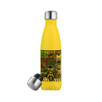 Stitch Halloween, Yellow Stainless Steel Metallic Thermos, double-walled, 500ml