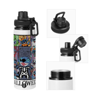 Stitch Halloween, Μεταλλικό παγούρι νερού με καπάκι ασφαλείας, αλουμινίου 850ml