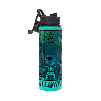 Stitch Halloween, Μεταλλικό παγούρι νερού με καπάκι ασφαλείας, αλουμινίου 850ml