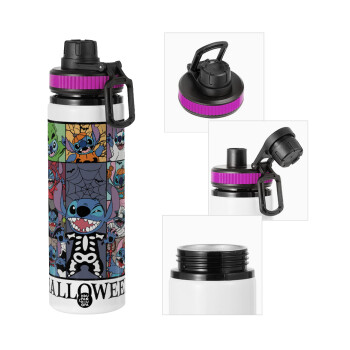 Stitch Halloween, Metallic water bottle with safety lid, 850ml aluminum