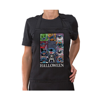Stitch Halloween, Ποδιά μακριά Σεφ ολόσωμη με τσέπες Μαύρη (ΕΝΗΛΙΚΩΝ)
