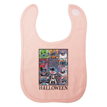 Stitch Halloween, Σαλιάρα με Σκρατς ΡΟΖ 100% Organic Cotton (0-18 months)