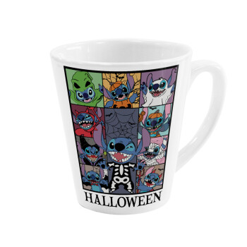 Stitch Halloween, Κούπα κωνική Latte Λευκή, κεραμική, 300ml