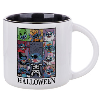 Stitch Halloween, Κούπα κεραμική 400ml Λευκή/Μαύρη