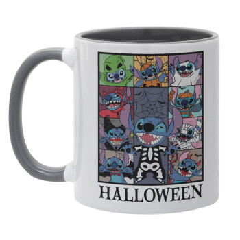 Stitch Halloween, Κούπα χρωματιστή γκρι, κεραμική, 330ml
