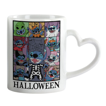 Stitch Halloween, Mug heart handle, ceramic, 330ml