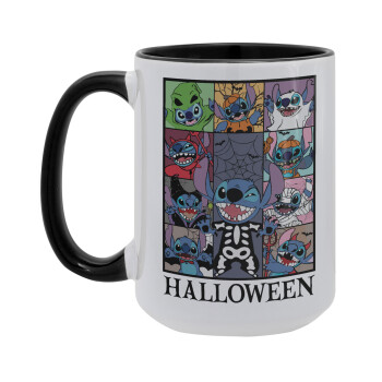 Stitch Halloween, Κούπα Mega 15oz, κεραμική Μαύρη, 450ml