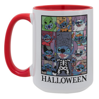 Stitch Halloween, Κούπα Mega 15oz, κεραμική Κόκκινη, 450ml