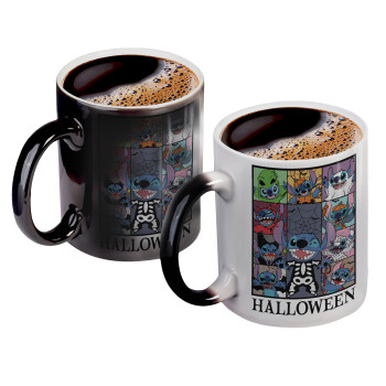 Stitch Halloween, Color changing magic Mug, ceramic, 330ml when adding hot liquid inside, the black colour desappears (1 pcs)
