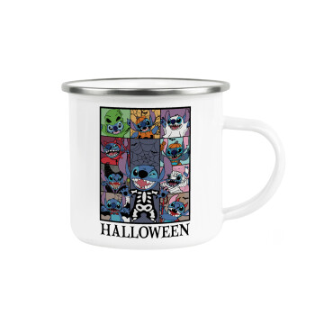 Stitch Halloween, Metallic enamel cup white 360ml