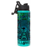Metallic water bottle with safety lid, 850ml aluminum