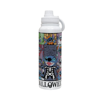 Stitch Halloween, 1L Stainless Steel Thermal Bottle with Phone Holder & Double Wall Insulation