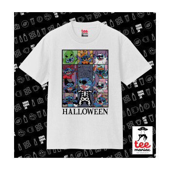 Stitch Halloween, Κλασικό T-Shirt, διπλής ραφής, χωρίς πλευρικές ραφές ΛΕΥΚΟ από 100% βαμβάκι. Vegan & OEKO-TEX πιστοποιημένο.