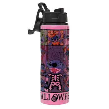 Stitch Halloween, Metallic water bottle with safety lid, 850ml aluminum