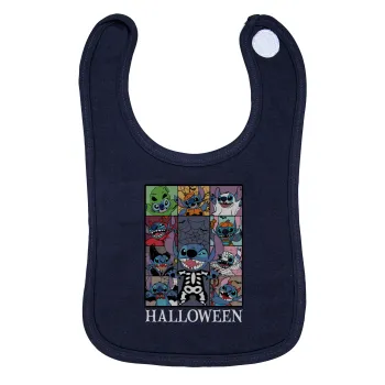 Stitch Halloween, Σαλιάρα με Σκρατς 100% Organic Cotton Μπλε (0-18 months)