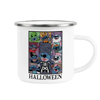 Stitch Halloween, Metallic enamel cup white 360ml