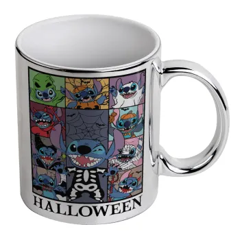 Stitch Halloween, Κούπα κεραμική, ασημένια καθρέπτης, 330ml