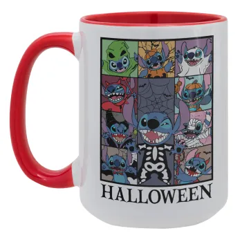 Stitch Halloween, Κούπα Mega 15oz, κεραμική Κόκκινη, 450ml