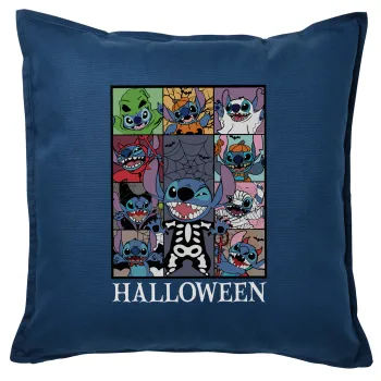 Stitch Halloween, Sofa cushion Blue 50x50cm includes filling
