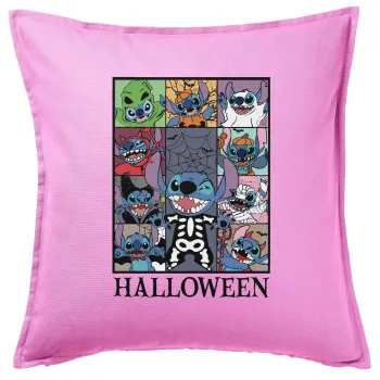 Stitch Halloween, Sofa cushion Pink 50x50cm includes filling