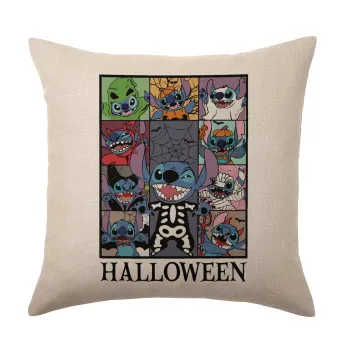 Stitch Halloween, Μαξιλάρι καναπέ ΛΙΝΟ 40x40cm περιέχεται το  γέμισμα